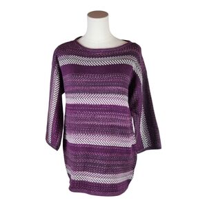 Chaps Denim Purple Striped Knit Sweater Tunic Size Medium M